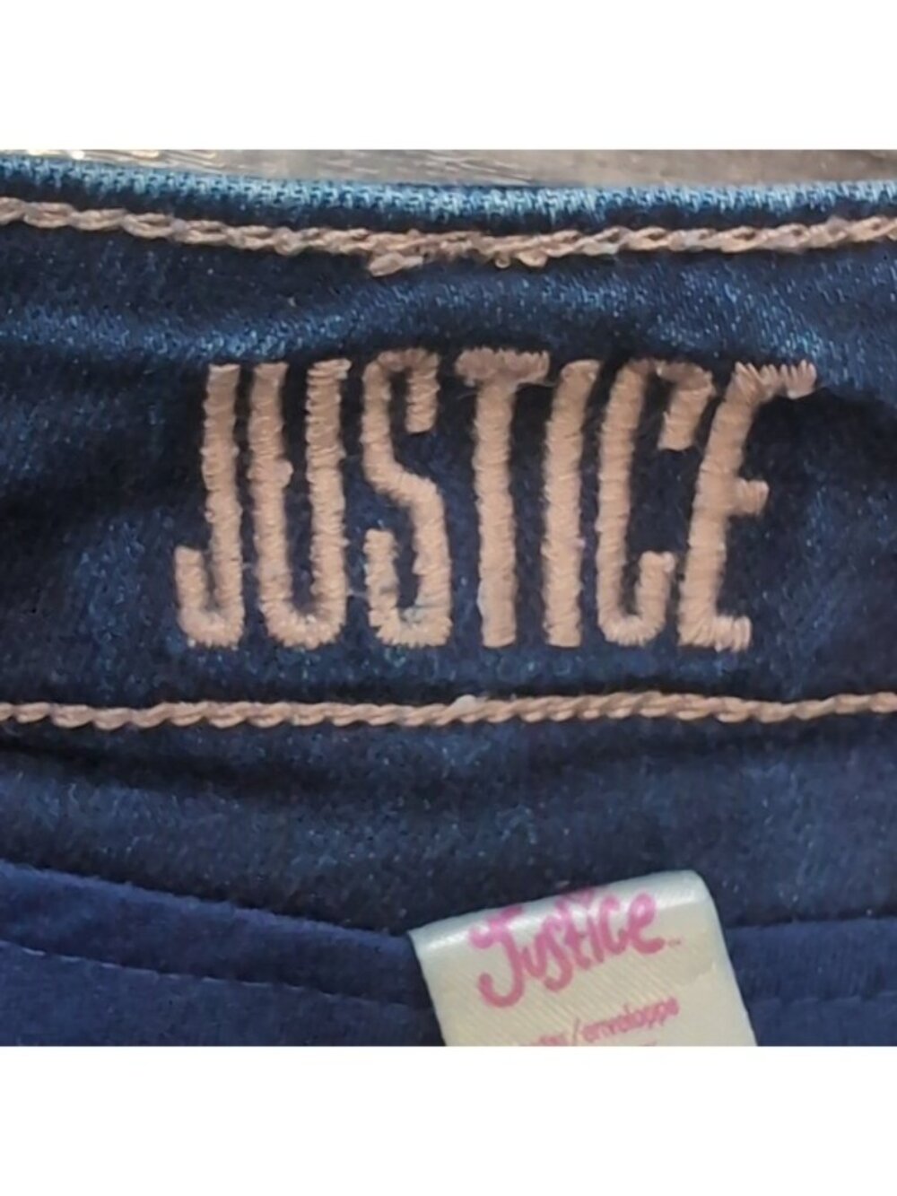 Justice Girls Size 10 Denim Jean Skirt Skort Snap Closure Cut Off Bue Jean - Picture 7 of 13